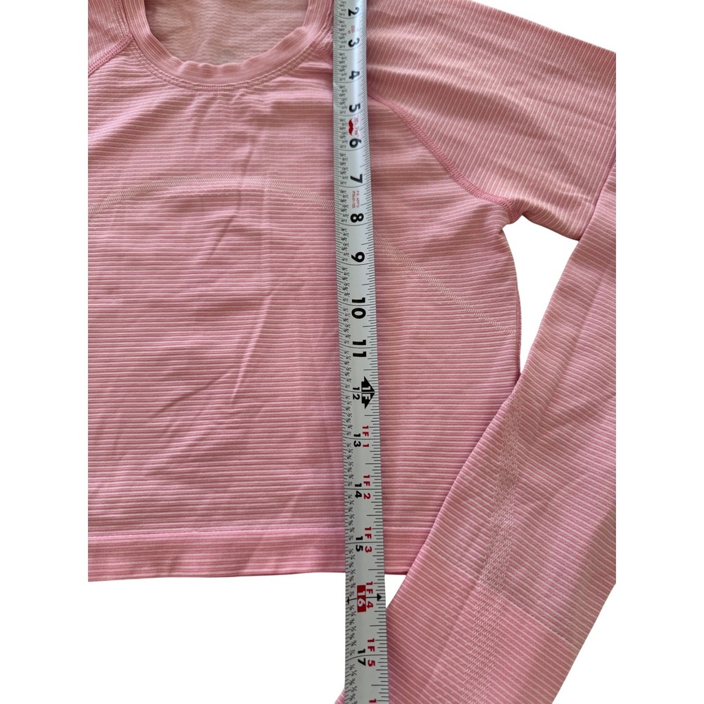 Lululemon Swiftly Tech Long Sleeve Cropped Shirt Pink Size 6 Thumbholes Seamless - Picture 8 of 9